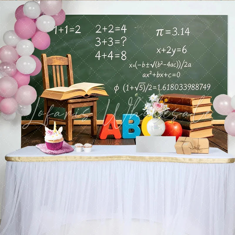 Lofaris Green Chalkboard Classroom Photography Backdrop Back to School Learning Studio Background with ABC Letters and Books