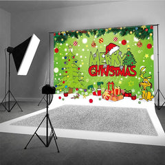 Lofaris Green Christmas Thief Inspired Backdrop for Holiday Party Whoville Cartoon with Dog Merry Grinchmas Photo Booth