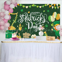 Lofaris Green Gold St. Patrick’s Day Leprechaun Pot of Gold Party Backdrop Shamrocks Festive Celebration Decor