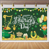 Lofaris Green Gold St. Patrick’s Day Leprechaun Pot of Gold Party Backdrop Shamrocks Festive Celebration Decor