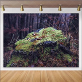 Lofaris Green Mossy Tree Stump Forest Photography Backdrop Natural Woodland Background for Studio Portrait Photoshoot