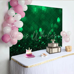 Lofaris Green Shamrock Bokeh St Patricks Day Backdrop Lucky Clover Glitter Photography Background