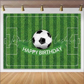 Lofaris Green Soccer Field Happy Birthday Backdrop Sports Theme Boys Birthday Party Photography Background