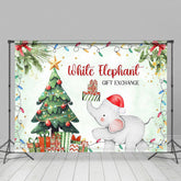 Lofaris Green Tree White Elephant Gift Exchange Backdrop