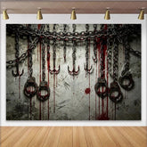 Lofaris Grungy Chains Photography Backdrop with Hooks and Shackles Dark Themed Background for Halloween and Studio Photography.