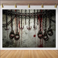 Lofaris Grungy Chains Photography Backdrop with Hooks and Shackles Dark Themed Background for Halloween and Studio Photography.