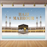 Lofaris Hajj Mabrour Islamic Pilgrimage Backdrop with Kaaba Elegant Religious Celebration Background for Muslim Festival Decor