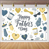 Lofaris Happy Fathers Day Backdrop with Ties and Sunglasses Doodle Style Photo Background for Celebration Party