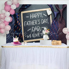 Lofaris Happy Fathers Day Dad Chalkboard Backdrop with Ties and Hearts Elegant Photography Background for Family Celebration