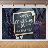 Lofaris Happy Fathers Day Dad Chalkboard Backdrop with Ties and Hearts Elegant Photography Background for Family Celebration