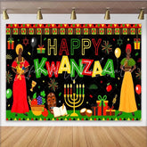 Lofaris Happy Kwanzaa Festival Backdrop African Heritage Holiday Celebration Background Kinara Candles Fruit Party Decoration