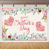 Lofaris Happy Mother’s Day Floral Photography Backdrop with Heart Roses and Greenery Elegant Party Decor for Mom Celebration