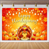 Lofaris Happy Thanksgiving Backdrop with Cartoon Turkey and Autumn Harvest Festive Autumn Background for Family Photo Booth Decor