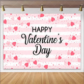 Lofaris Happy Valentines Day Backdrop Pink Stripes and Floating Hearts Romantic Anniversary Party Banner