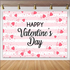 Lofaris Happy Valentines Day Backdrop Pink Stripes and Floating Hearts Romantic Anniversary Party Banner