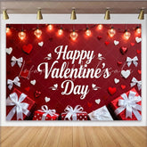 Lofaris Happy Valentine’s Day Red and White Hearts and Gift Boxes Party Backdrop Romantic Love Celebration Decor