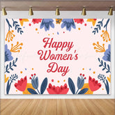 Lofaris Happy Womens Day Backdrop Colorful Floral Border Frame International Womens Day Celebration