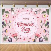 Lofaris Happy Womens Day Delicate Wildflower Backdrop Soft Pink Spring Party Decor Floral Celebration Background
