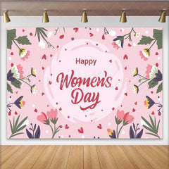 Lofaris Happy Womens Day Delicate Wildflower Backdrop Soft Pink Spring Party Decor Floral Celebration Background