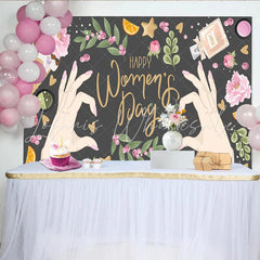 Lofaris Happy Womens Day Hands Heart and Lifestyle Backdrop Feminine Glamour Party Decor Celebrate Women Background