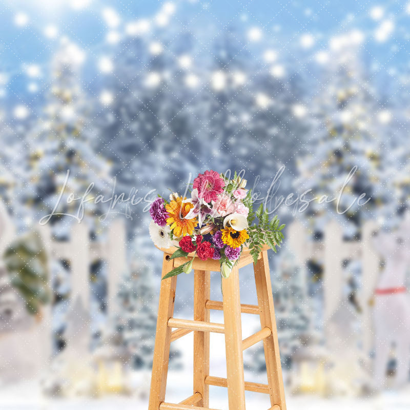 Lofaris Heavy Snowy Garden Fence Snowman Christmas Backdrop