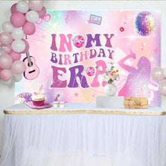 Lofaris In My Birthday Era Party Backdrop for Girls Pop Star and Disco Ball Theme Swift Inspired Singer Photo Prop