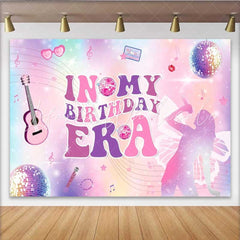 Lofaris In My Birthday Era Party Backdrop for Girls Pop Star and Disco Ball Theme Swift Inspired Singer Photo Prop