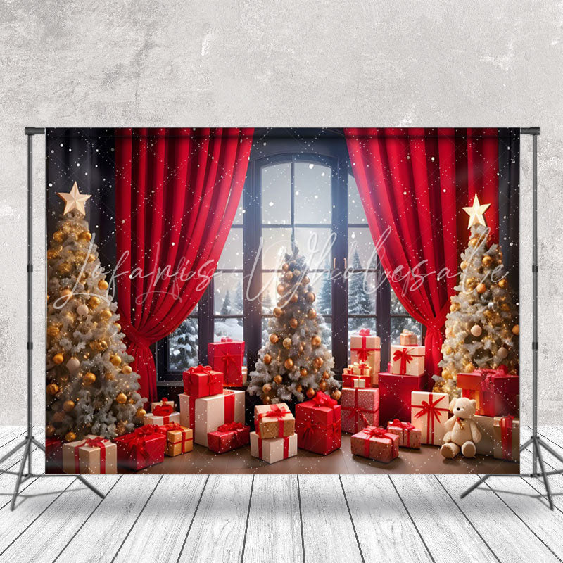 Lofaris Indoor Christmas Festive Room Window Scene Backdrop