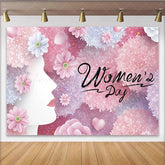 Lofaris International Womens Day Backdrop Pink Floral Woman Profile Silhouette Spring Flower Party Banner