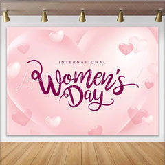 Lofaris International Womens Day Pink Hearts Backdrop Romantic 3D Style Party Decor Soft Love Celebration Background