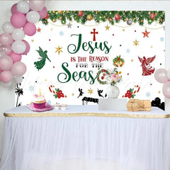 Lofaris Jesus Is The Reason For The Season Backdrop Nativity Scene Manger Silhouette Background Religious Christmas Party Prop