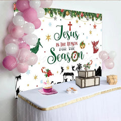 Lofaris Jesus Is The Reason For The Season Backdrop Nativity Scene Manger Silhouette Background Religious Christmas Party Prop