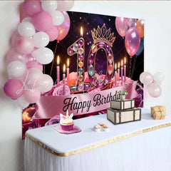 Lofaris Jeweled 10th Birthday Party Backdrop Pink Balloons and Roses Happy Birthday Banner