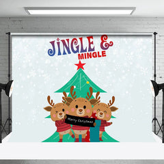 Lofaris Jingle Mingle Green Pine Tree Elk Christmas Backdrop