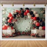 Lofaris Ladybug Floral Birthday Backdrop Red Rose Balloon Arch Background Girl Cake Smash Photo Booth Prop