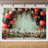 Lofaris Ladybug Green Wall Birthday Backdrop Floral Fence Balloon Background Girl Spring Party Decoration