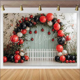 Lofaris Ladybug Theme Birthday Backdrop Balloon Arch Green Wall Background Girl First Birthday Decoration