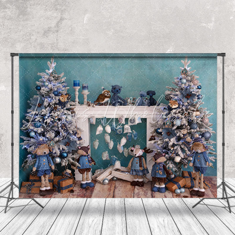 Lofaris Lake Blue Toys Christmas Tree Photo Backdrop