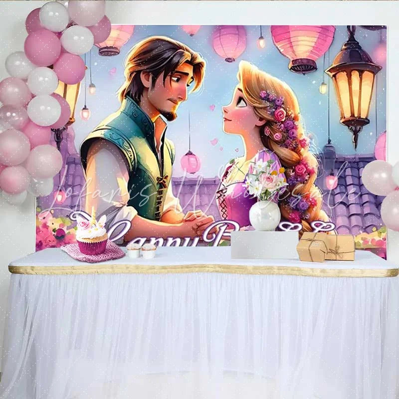 Lofaris Lantern Princess Birthday Backdrop Romantic Floating Lights Party Decoration Magic Castle Happy Birthday Banner Photo Background