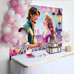 Lofaris Lantern Princess Birthday Backdrop Romantic Floating Lights Party Decoration Magic Castle Happy Birthday Banner Photo Background
