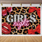 Lofaris Leopard Print Girls Night Birthday Backdrop with Diamond Letters Glamorous Party Background for Photoshoot and Celebration Decor