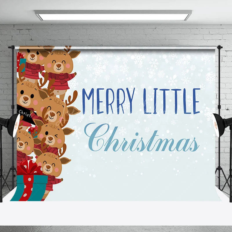 Lofaris Light Blue Snowflakes Elks Gift Christmas Backdrop