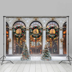 Lofaris Light Glitter Wreath Tree Window Christmas Backdrop