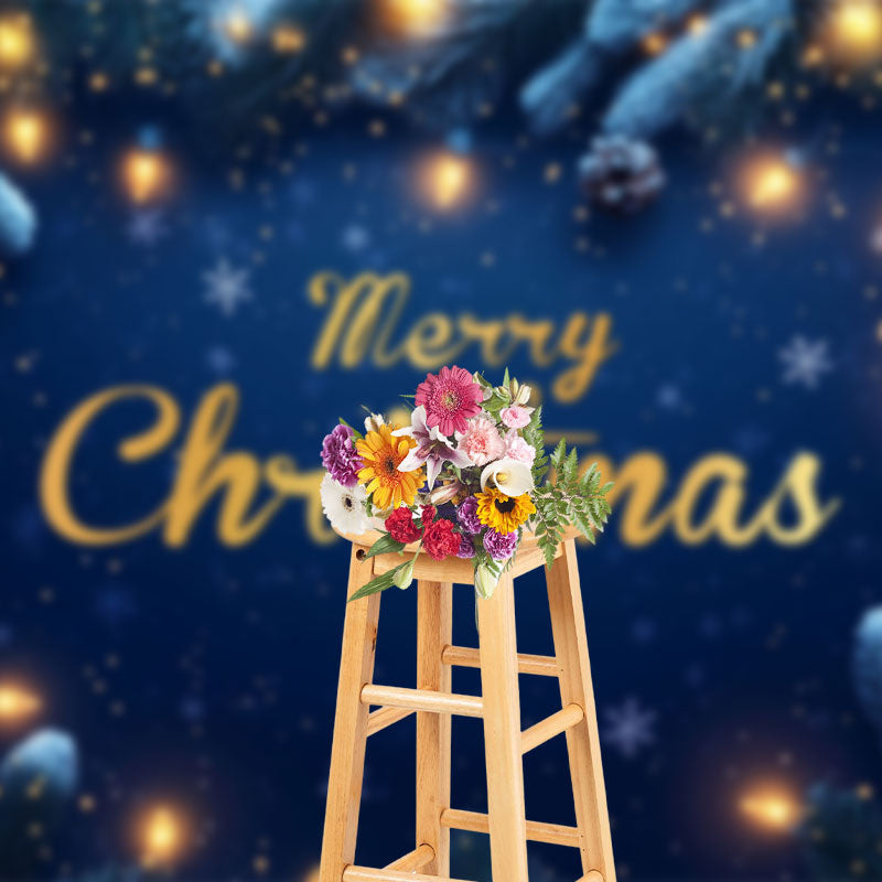 Lofaris Light Twinkling Snowy Night Merry Christmas Backdrop