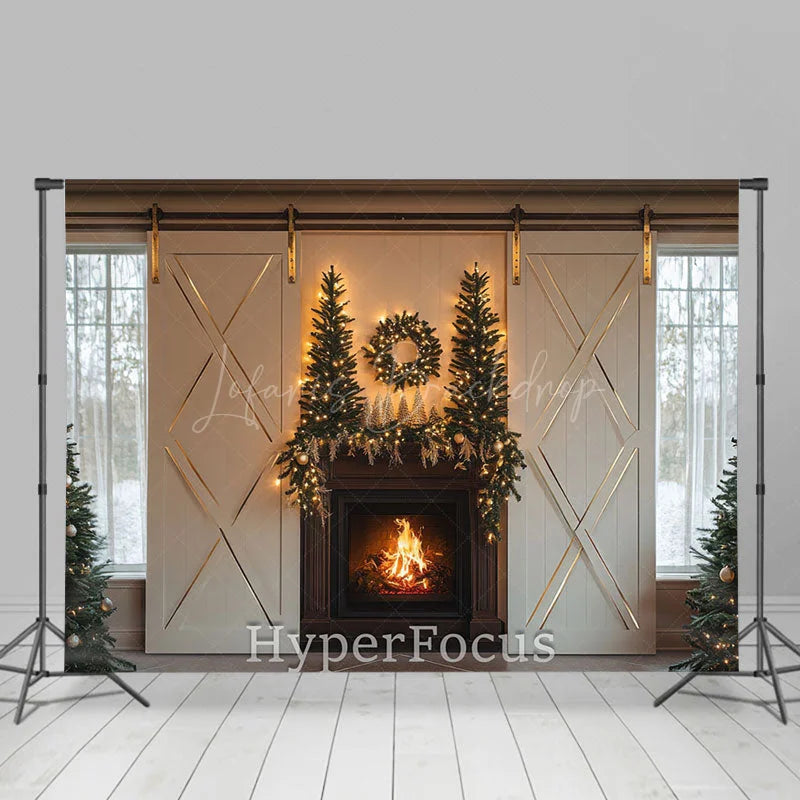 Lofaris Light Xmas Tree Fireplace Indoor Christmas Backdrop