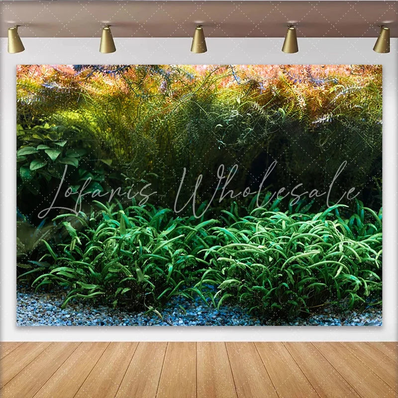 Lofaris Lush Green Aquatic Plant Photography Backdrop Natural Underwater Studio Background for Professional Photoshoot