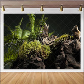 Lofaris Lush Green Moss and Dark Wood Natural Photography Backdrop Organic Forest Background for Studio Photoshoot and Event Decor