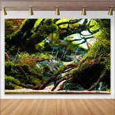 Lofaris Lush Green Moss and Driftwood Natural Scenery Photography Backdrop Aquascape Background for Studio Portrait and Event Decor