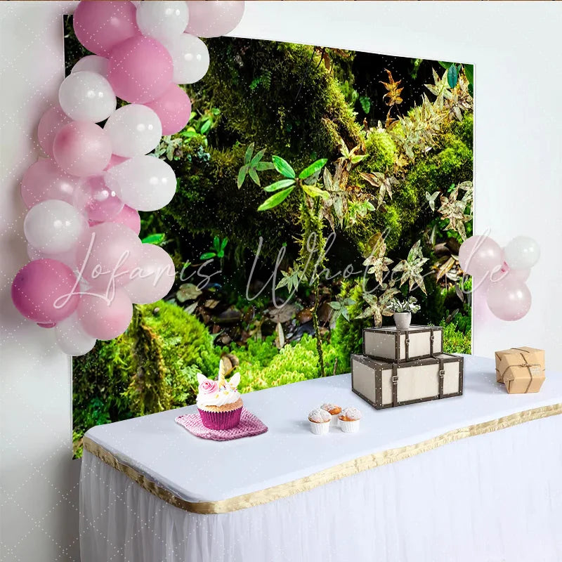 Lofaris Lush Green Moss Forest Photography Backdrop Natural Leaves and Tree Texture Studio Background for Professional Photoshoot