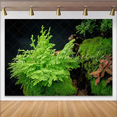 Lofaris Lush Green Moss Plant Photography Backdrop with Fern and Dark Background Natural Scenery Studio Background for Portraits